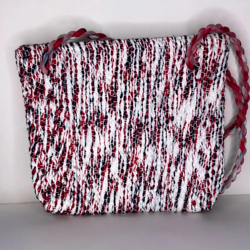 ORIGINAL HANDMADE woven shoulder bag tote purse zip top